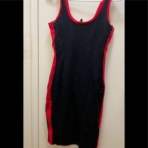 Tight red and black dress